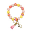 Geedyn Silicone Beads Trendy Wristlet Bangle Custom Colors Tassel Fashionable Bow Keychain Bracelet Adjustable Size Anniversary