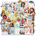 50Pcs Jesus Christian Letter Words Stickers for Water Bottle Notebook Fridge Door Die Cut Luggage Stickers MegaBDM