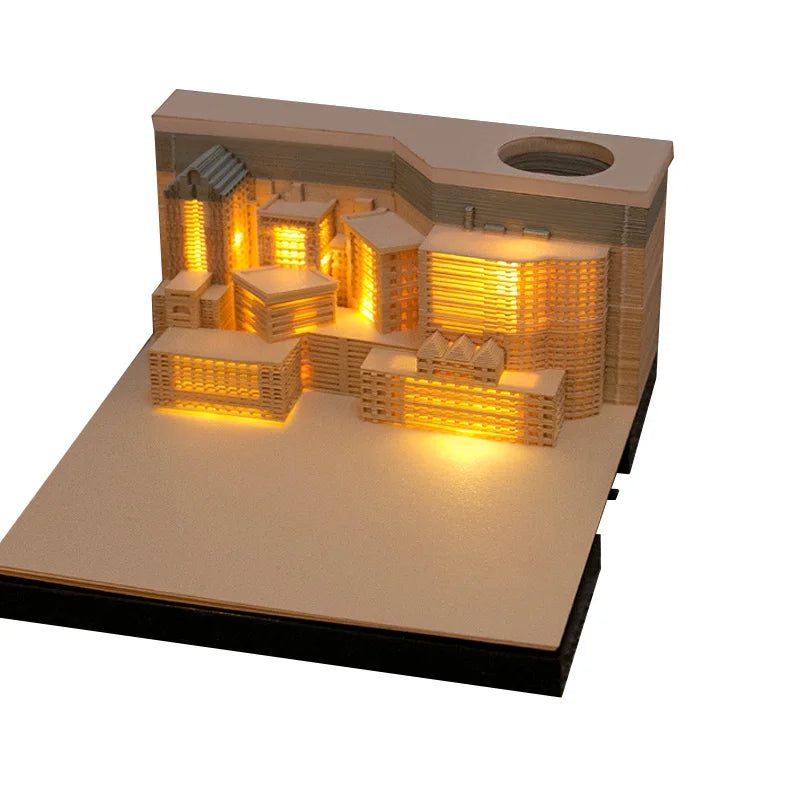 Custom 3D Memo Pad City Night Building Art Sticky Notes High-End Business Gifts DIY Notepad Birthday Gift Items