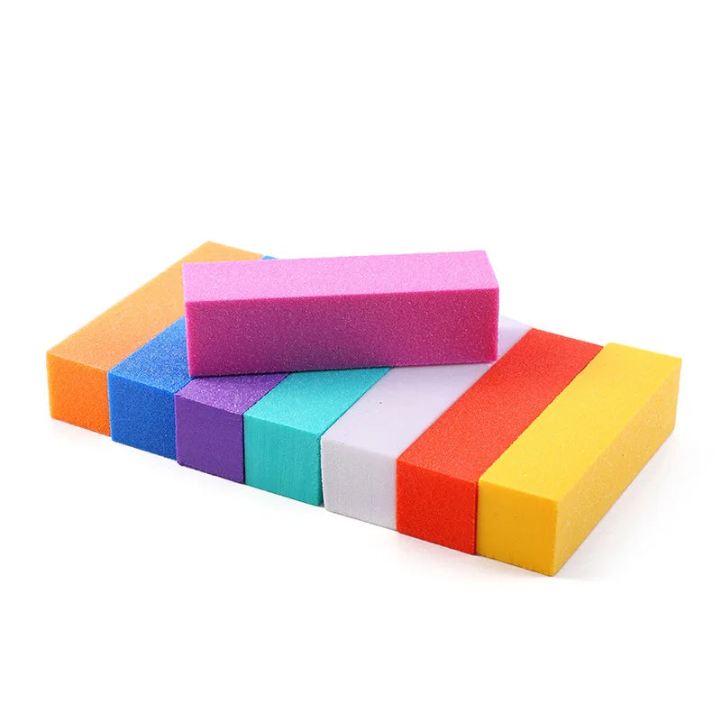 Custom Logo Nail Buffer Sanding Block Shiner Colorful Sponge Mini Nail File Nail Polisher Manicure Tool