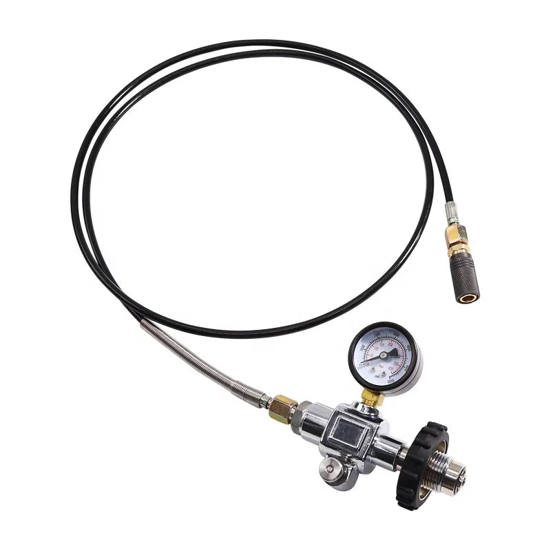 50inch Refill Station Hose G5/8-14 with Female Quick Disconnect Diving air tank Fill Station Hose 6000psi Pressure Gauge