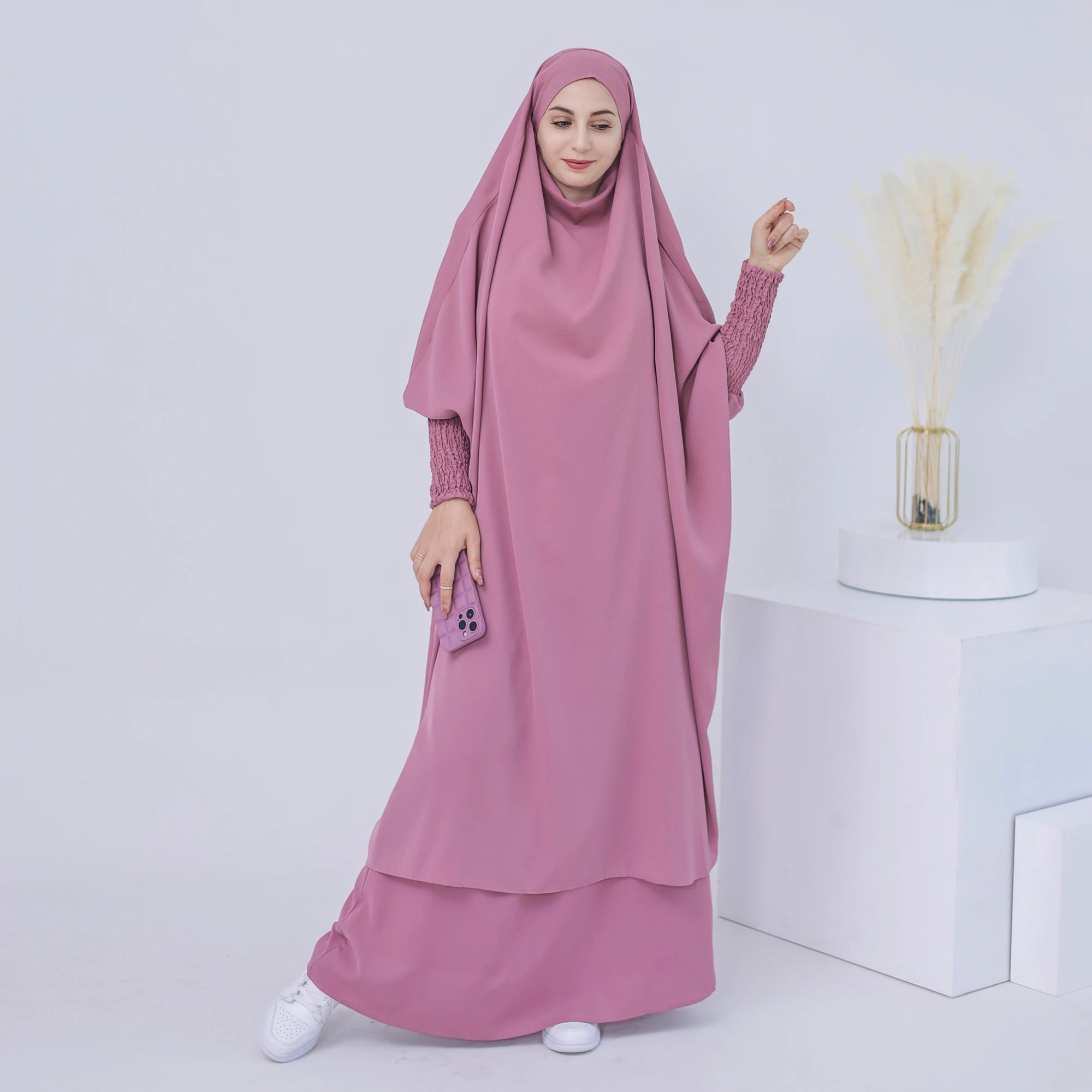 Loriya Latest Islamic Jilbab Abaya Muslim Gilr Abaya Khimar Designs Traditional Muslim 2 Piece Prayer Abaya Design