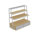 Universal Double-Sided Supermarket Rack Customizable Steel & Wood Shelves for Rice Noodles Grains Oils