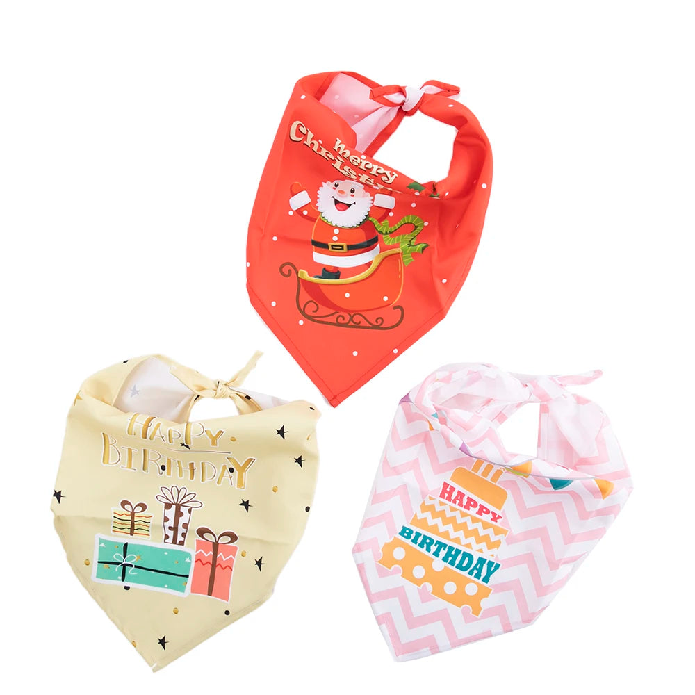 Wholesale Custom Logo Pet Triangle Plain  Printed Scarf Dog Bandana Birthday Christmas Waterproof Easy to Clean Bandanas