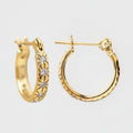 925 Sterling Silver Vintage Pattern Branding Starburst Gold Huggie Hoop Earring Gold Plated
