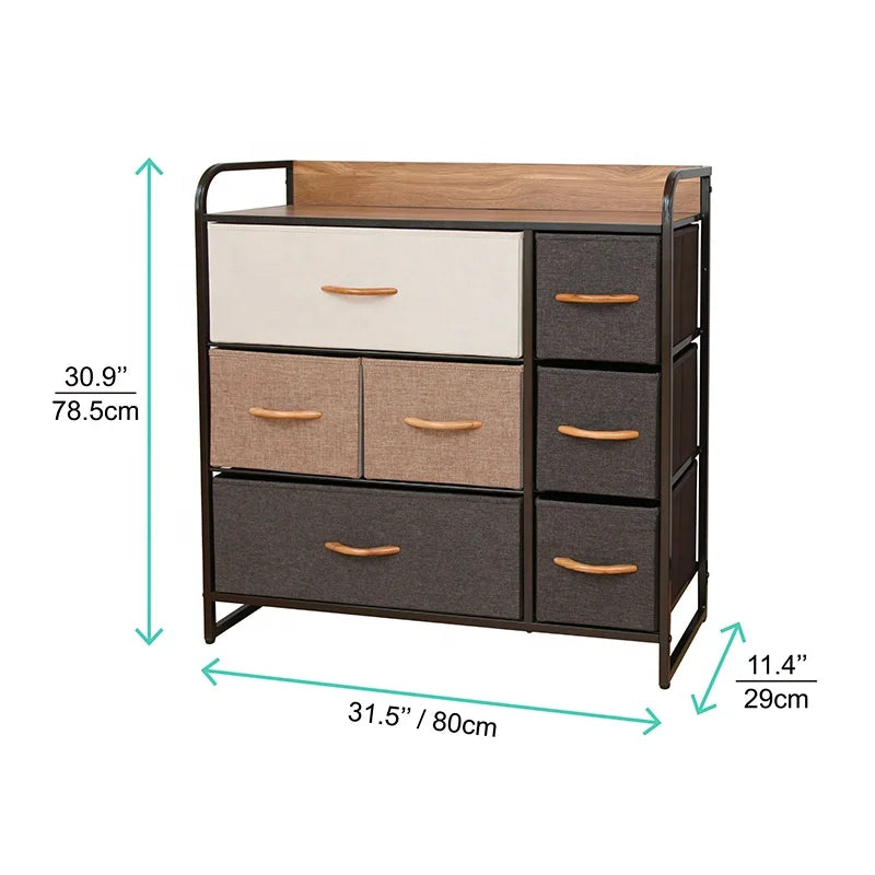 Fabric 7 Drawer Dresser Fabric Storage Organizer Vertical Dresser Storage Tower for Closet Bedroom Organizer Shelf Tower Fabric