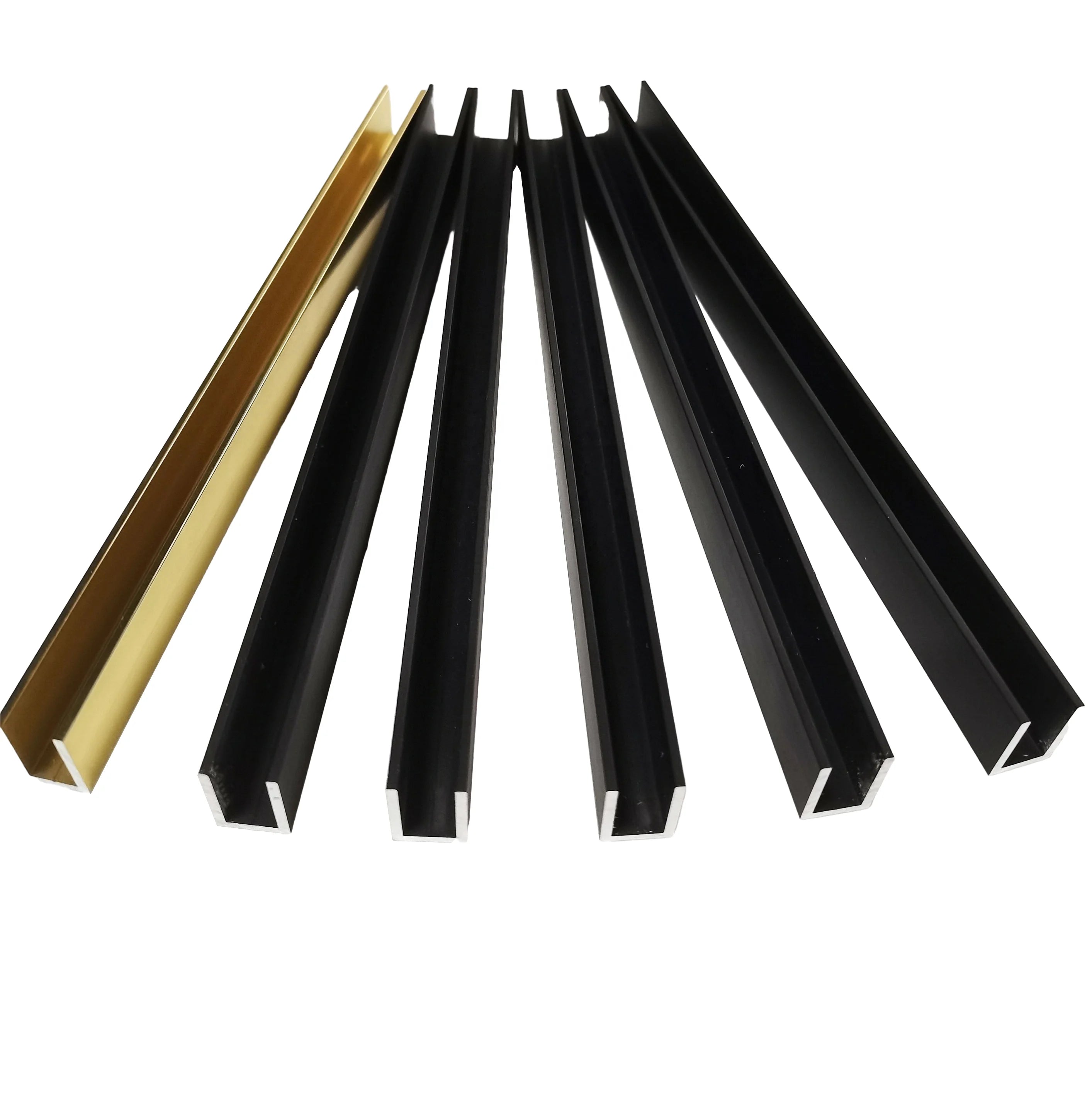 Aluminum Alloy U-shaped groove Shower Enclosure with Tempered Glass Edge Trim Narrow Frame Partition Pre-installed Card Slots