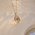 Ivanda Hot Sale Ladies Stainless Steel Gold Plated Star Anise Necklace Trendy Oval White Shell Fritillary Parties Weddings Gifts