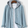 Men's 100% Cotton Knitted 400g Autumn Winter Hoodie Thickened Embroidered Collar Acid Washed Anti-Shrink Anti-Pilling Solid
