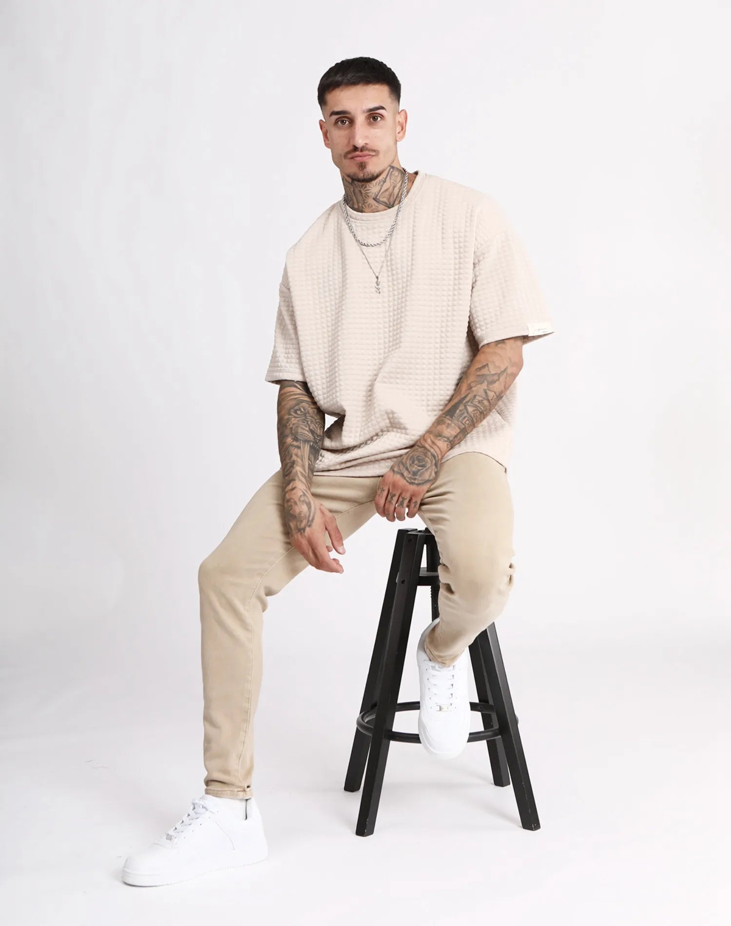 Empire Design Men's White Fall Fashion Oversized Blank Printed 100% Cotton T-Shirt