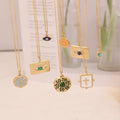 Bohemia Irregular Geometric Inlay Zircon Choker Necklace Evil Eyes Heart Cross Sun Pendant Stainless Steel Chain Necklace