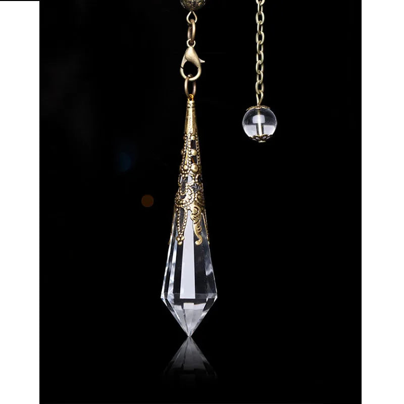 Spiritual Pyramid Pendulum Vintage Pendant Hand Carved Natural Clear Quartz Crystal Healing Stone Hexagonal Pendulum for Sale