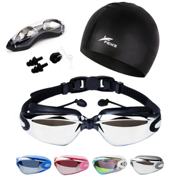 Swimming Glasses Adult Swim Goggles With Cap Gafas De Natacion No Leaking Anti Fog Unisex Adults Swimming Goggles