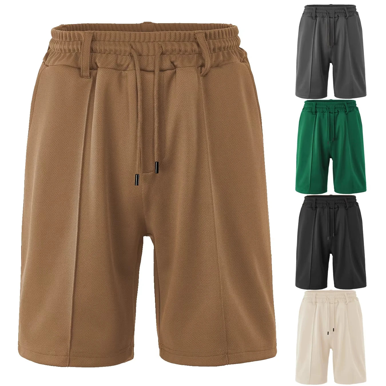 New Release Quick-Drying Summer Casual Mesh Shorts for Men Elastic Waist Solid Pineapple Beach European American Cross-Border