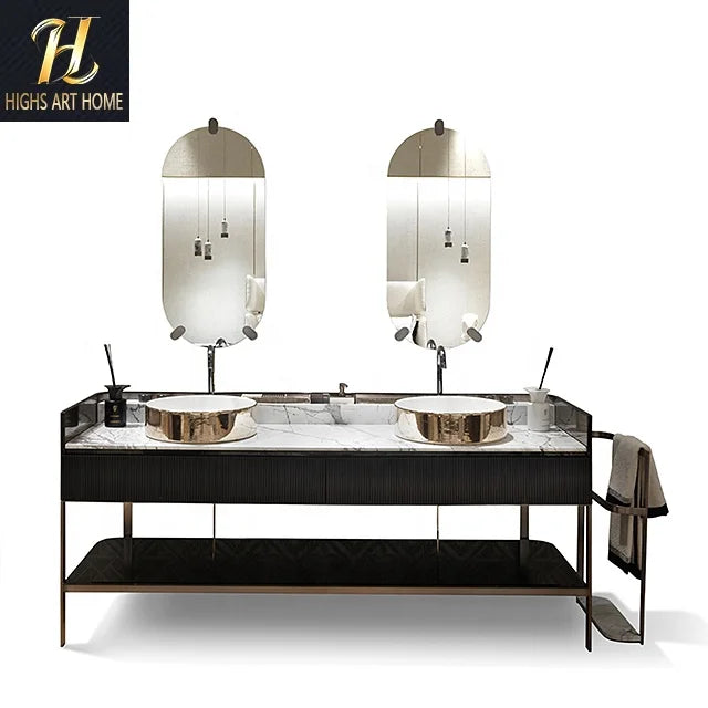 Modern Light Luxury Independent Washbasin Combination High End Villa Hotel Bathroom Cabinet With Mirror