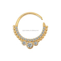 Body Jewelry AU585 14K Pure Gold Jewelry Zircon Hoop Nose Ring Piercing Jewelry for Women