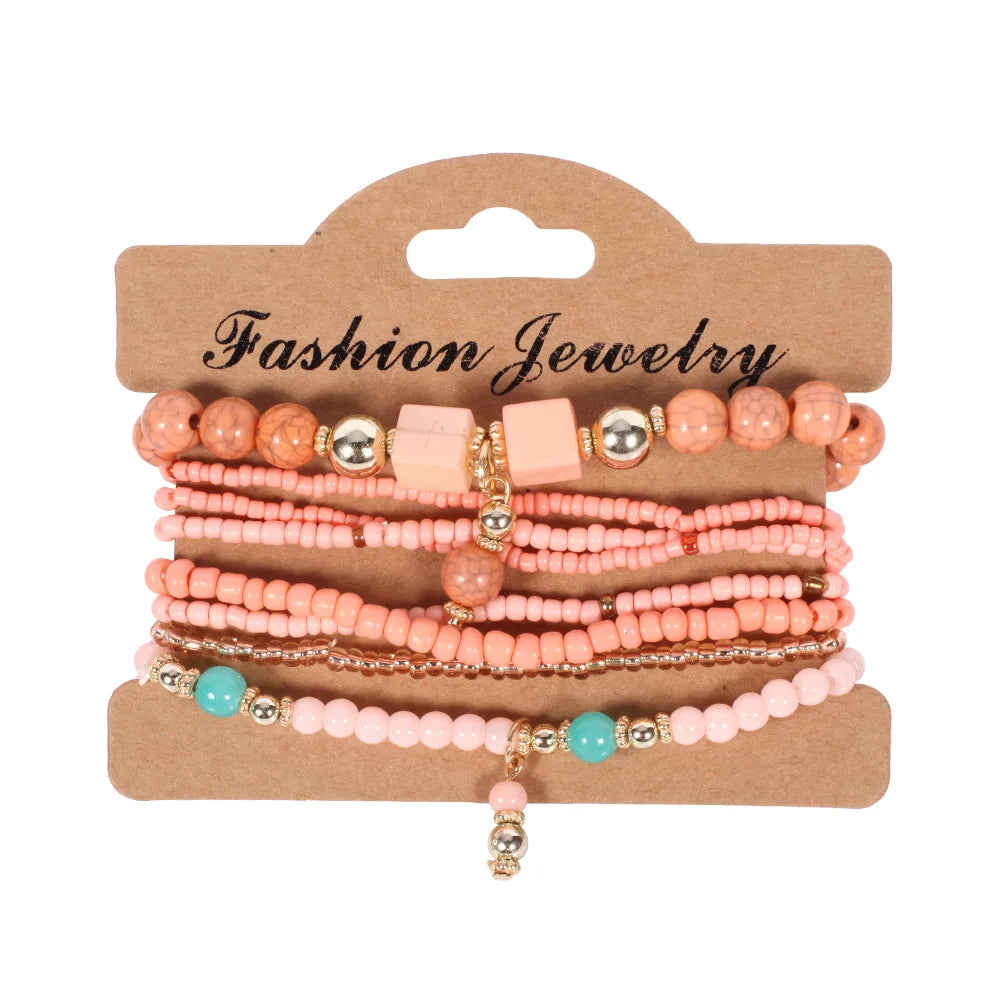 Bohemian Women's Handmade Beaded Romantic Primitive Bracelet Set 8/Set Bracelet Wholesale N240967