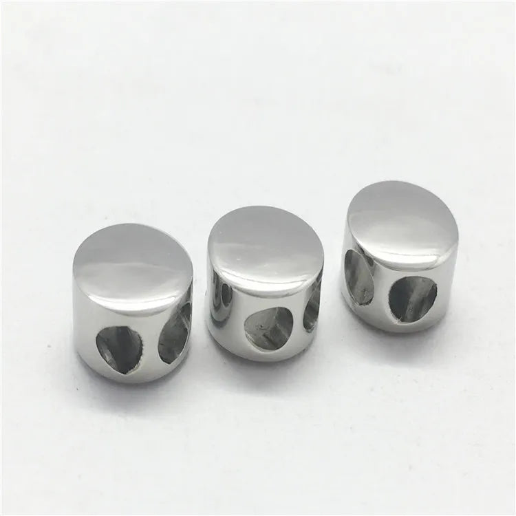 Hot Selling Two Holes Clasp Double Hole Adjustable Round Slider Disc Stainless Steel Spacer Beads for Cord Bracelet Beads