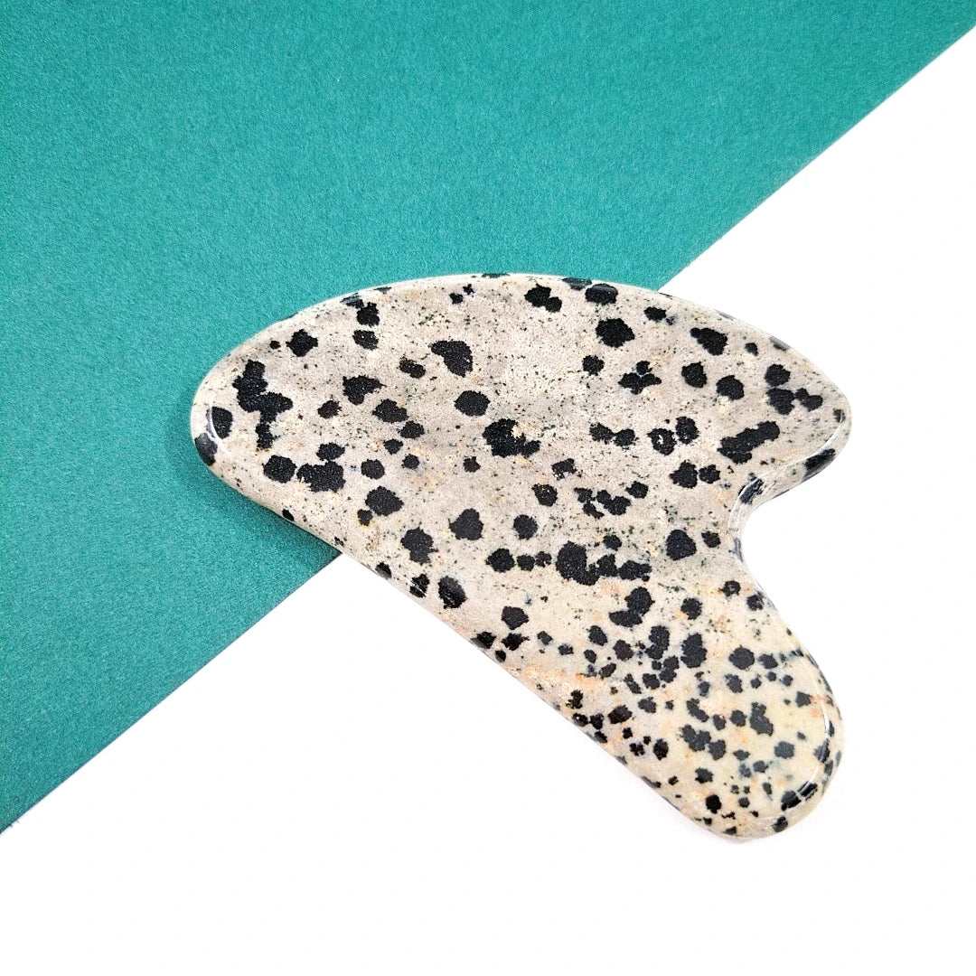 Huiying Top Quality Facial Anti Aging Natural Gua Sha Heart Dalmatian Jasper Massage Tool