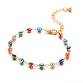 18K Gold Plated Alloy Seven-Color Demon Eye Foot Chain Water Drop Devil Eye Beads Anklet