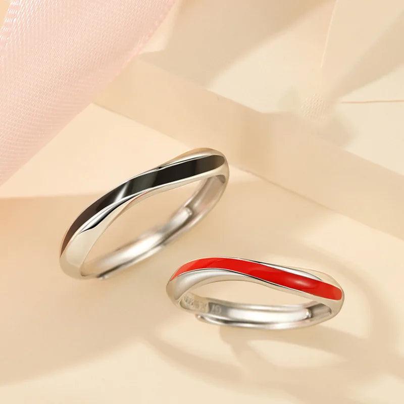 Temperature-sensitive Color-changing Couple Ring For Wedding Jewelry Valentine's Day Gift Open Adjustable Ring