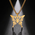 2025 Trend Cute Stainless Steel Butterfly Hollow Pendant Necklace with Link Chain Women's Girls' Christmas Jewelry Gift