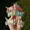 Wholesale Angel Aura Crystal Hair Band Boho Festival Gothic Bride Wedding Quartz Tiara Natural Stone Hair Clip Bridal Headpiece