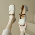 Mary Jane Shoes Women's Summer Shallows Soft Leather Low Heel Shoes New Cross Design Mary Jane Shoes