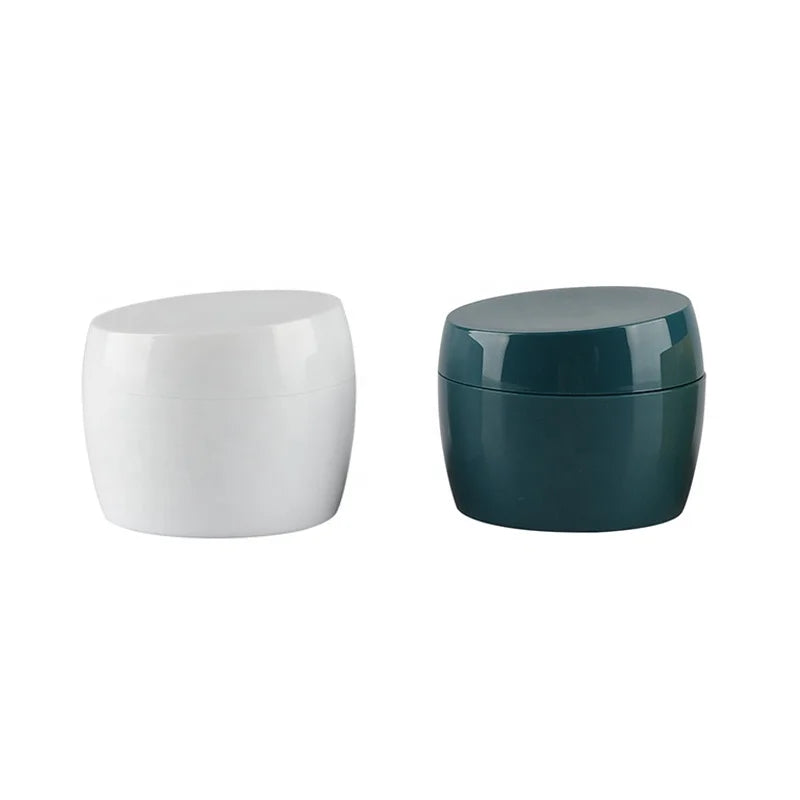 Wholesale 50g PP Plastic Cream Jar Empty Round White Green High Grade Cosmetic Packaging with Inclined Lid