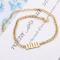 Stainless Steel Angel Number 000 111 222 333 444 555 666 777 888 999 Cuban Chain Hand Wrist Bracelet Jewelry
