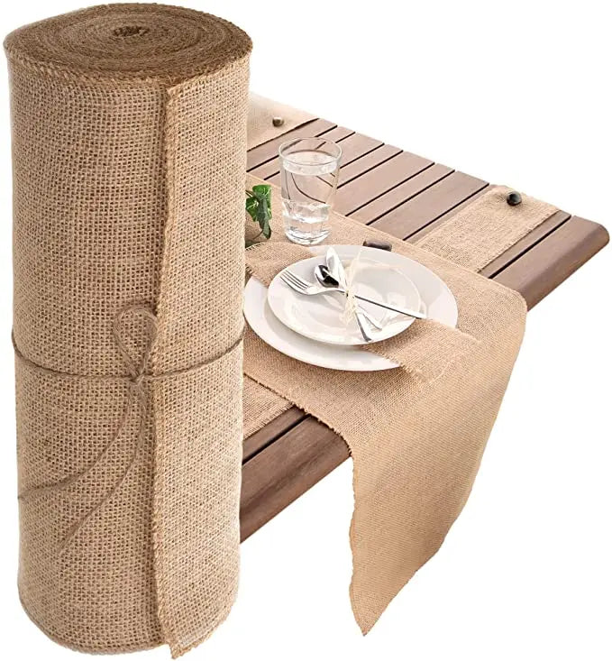 Natural Burlap Table Runner for Farmhouse Woven Jute Fabric Jute Hessian Table Runner for Vintage Wedding Decor