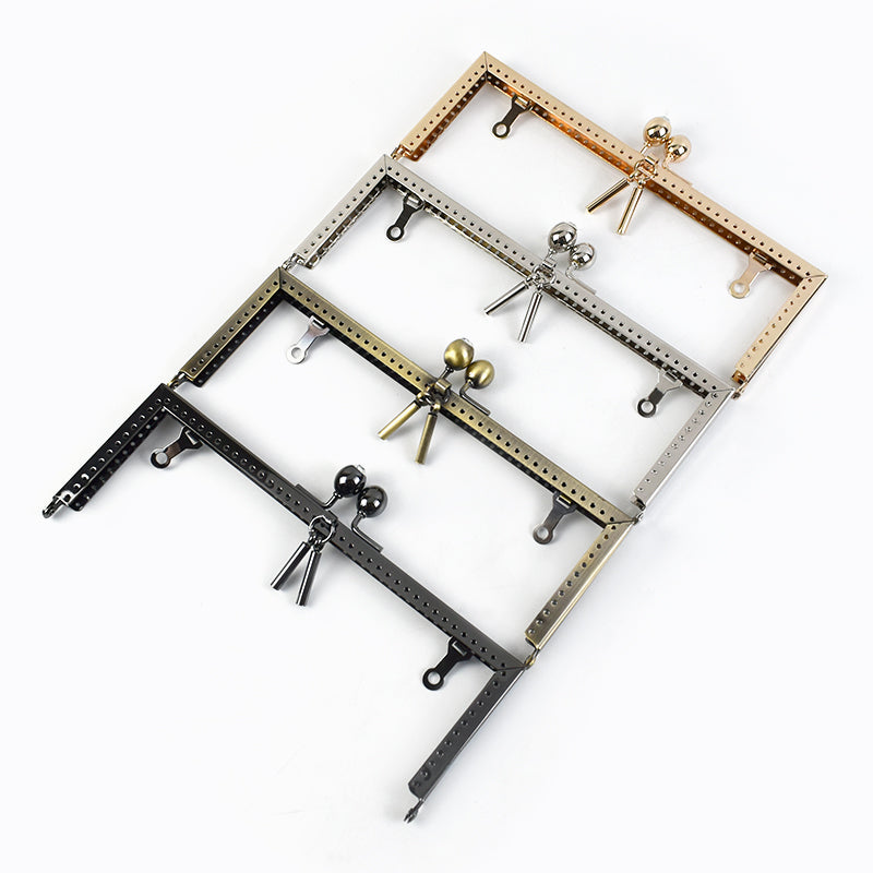 Meetee BS410 Alloy Beads Decorative Wallet Purse Frame 20*7.5cm Square Straight Glossy Iron Handle Lighted Snap Bag Accessory