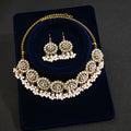 Fashion Ethnic Earring Necklace Set Women Antique Indian Golden Alloy Luxury Wedding Retro Bell Tassel Jhumka Jewelry