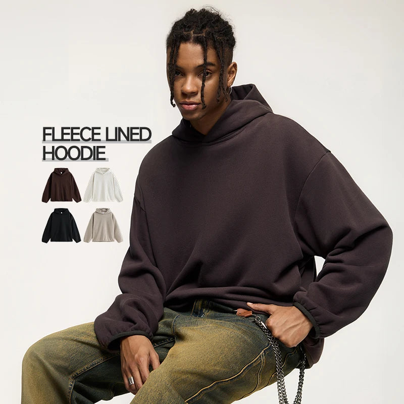INFLATION Stock 365 GSM Fleece Oversized Hoodie Men Blank Batwing Baggy Sleeve Drop Shoulder Men Hoodie Sweatshirt