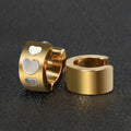 Gold Plating Stainless Steel Shell Pearl Heart Huggie Hoop Earrings for Women Ladies