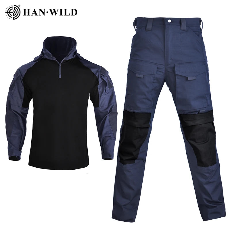 HAN WILD Tactical Uniforms Men Hiking Camouflage High Quality Elastic Waterproof Suit