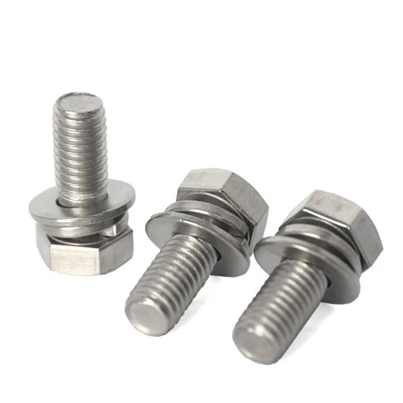 Factory Stock DIN933/DIN931 SS316L Stud Bolts with Nuts and Washer Machine Bolts in M6 M12 M10 M5 Thread Sizes Hex Head