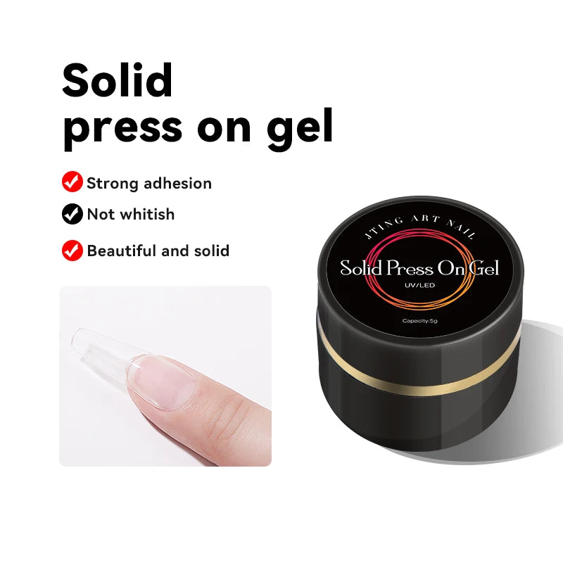 JTING Clear Super Soft Gel Bonding Semi Solid Nail Glue Press on Nail Glue 5G Adhesive Gel for Fake Nails Glue OEM Private Label