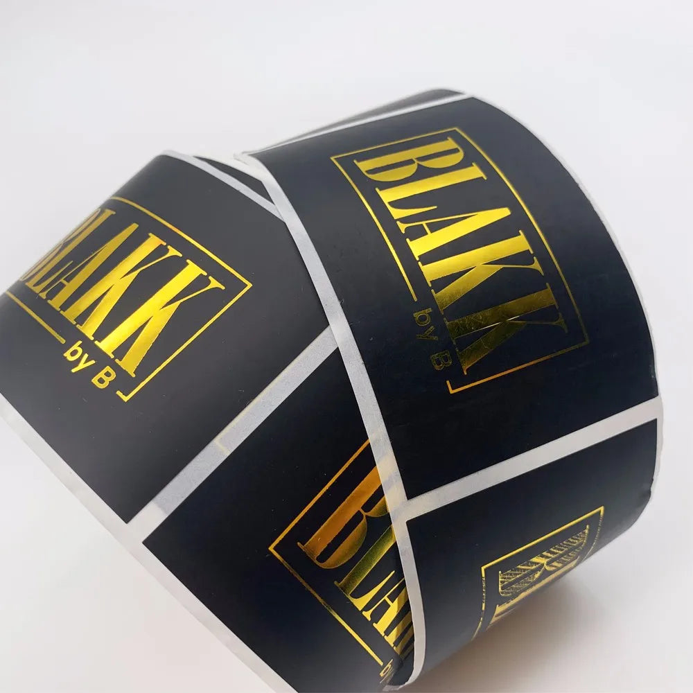 Custom Logo Printing Adhesive Hot Stamping Gold Stamping Sticker Gold Foil Label for Packaging