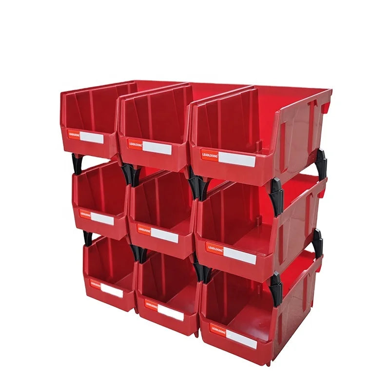 LEADLOONG V2 Red Plastic Spare Parts Box 8x5x4in/20*13*11cm 9Pcs for Component Receiving & Jewelry Storage Injection PP