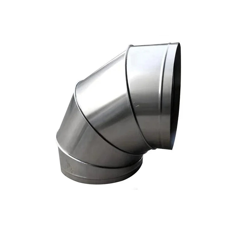 Customized 90 Degree Spiral Air Duct Elbow Fittings 304 Stainless Steel Rainproof Reduced Diameter 45 Elbow Welding