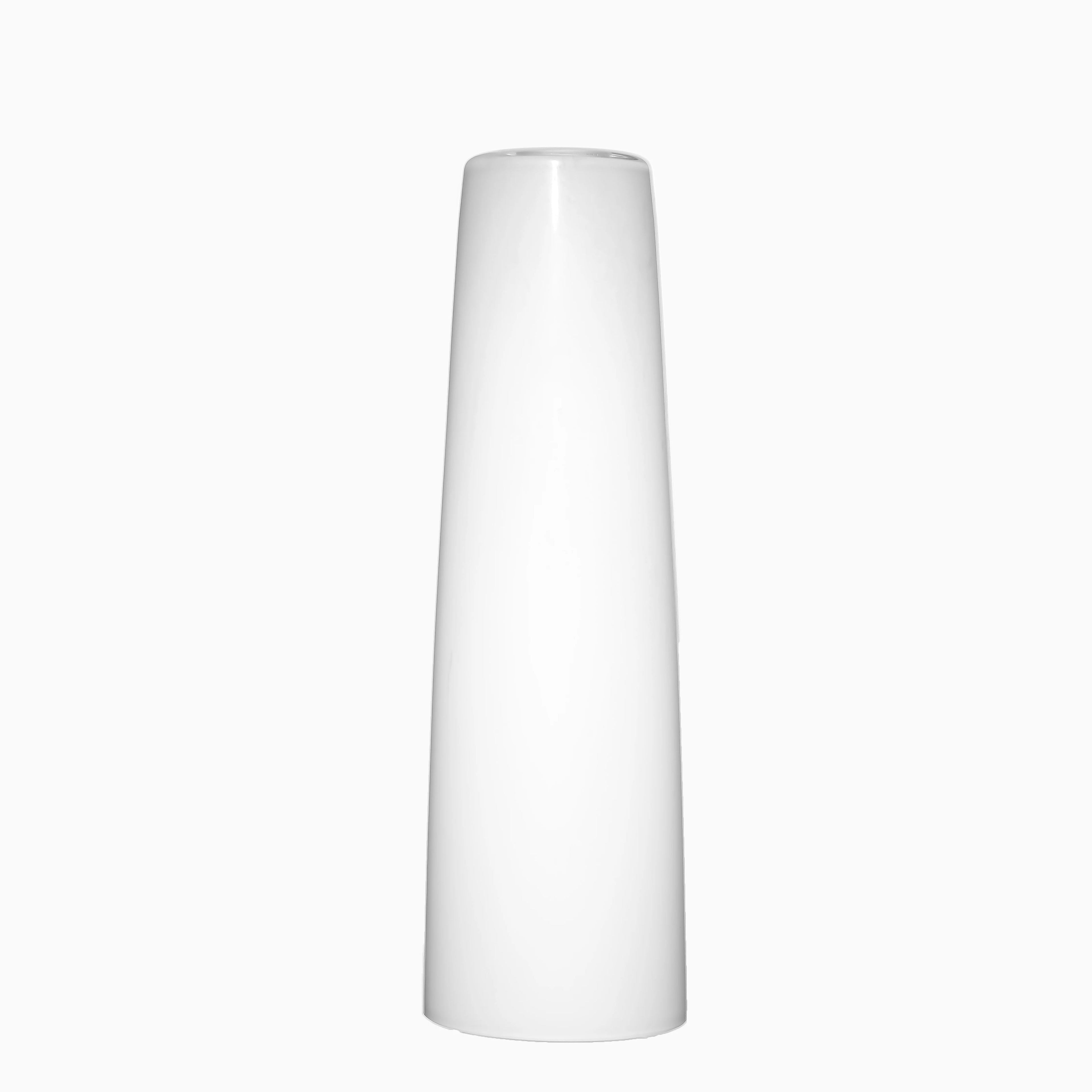 Handmade Blown Straight Cylinder Ivory White Soda-lime Glass Traditional French Minimalist Coastal Chinese Living Room Hanging