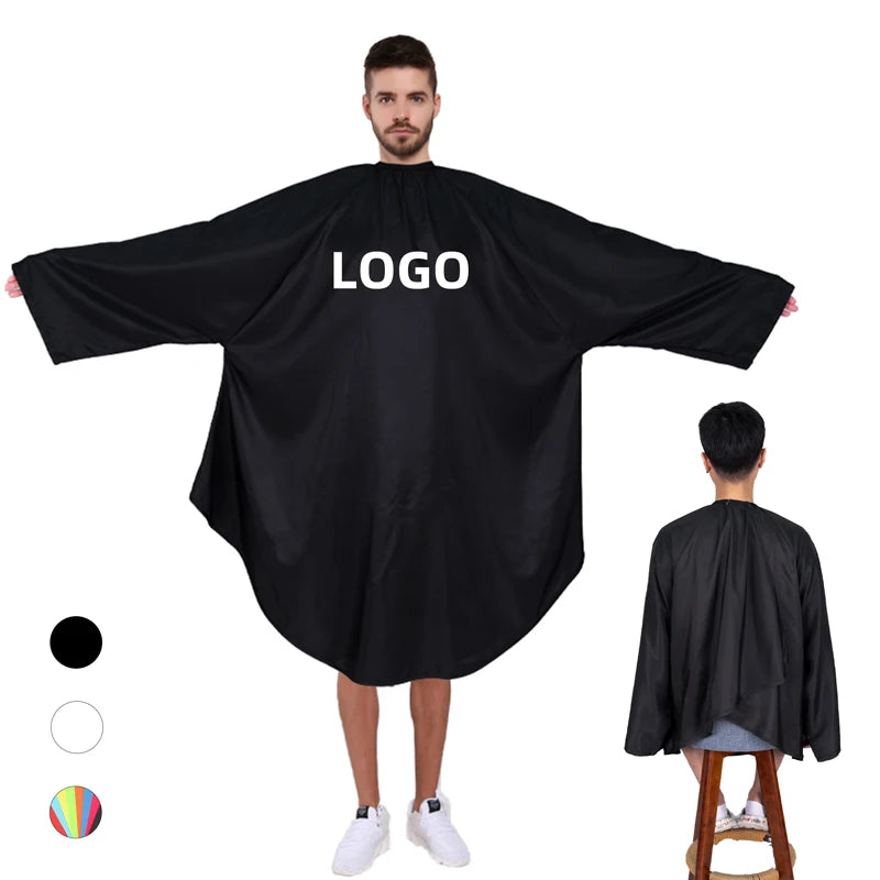 KEFEI Wholesale Waterproof Haircut logo Barber Hairdressing Black Aprons Gown Custom Salon Cape