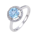 Fast Delivery Fashion Sky Blue Topaz Gemstone Rings Jewelry Women 925 Sterling Silver Fashion and Classic Halo Ring