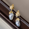 E2051 Baroque DIY Natural Freshwater Pearl Charm Earrings Mounting Accessory 925 Sterling Silver Gold Plated  Jewelry for Women