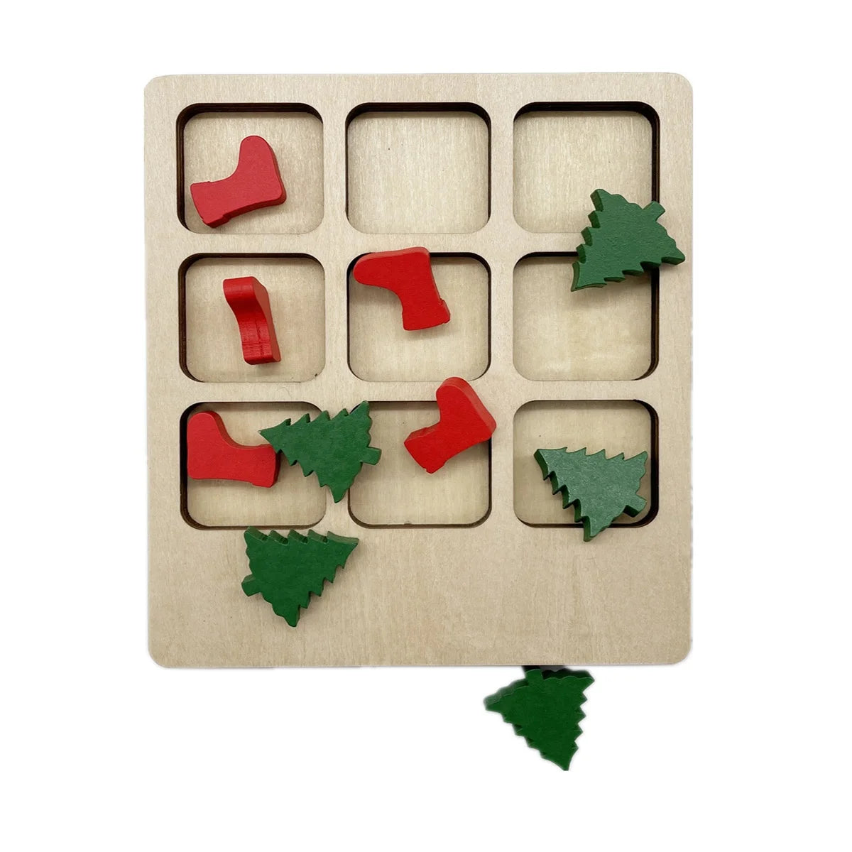 Tailai TIC TAC Toe Wooden Board Game Polished Multifunction Family Christmas Gift for Kids