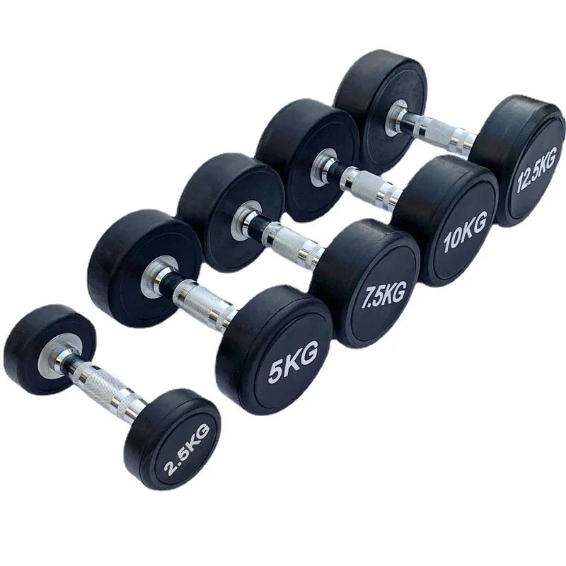Factory Direct Sale Round Head Rubber Dumbbell Weightlifting Arm Strength Training Customizable logo Cast Iron Dumbbell