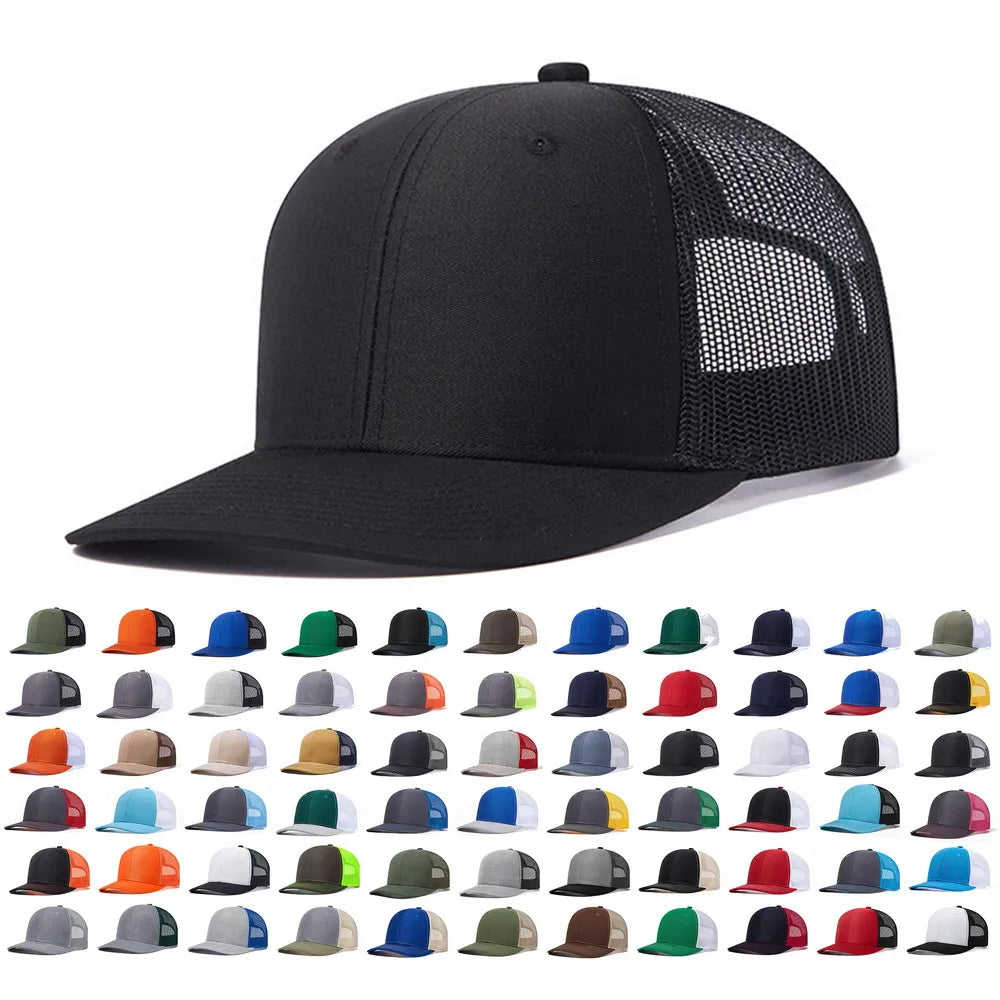 Plain Mens Baseball Caps With Breathable Mesh Snapback Closure Trucker Hats Blank 6 Panel Custom Logo Richardson 112 Gorras