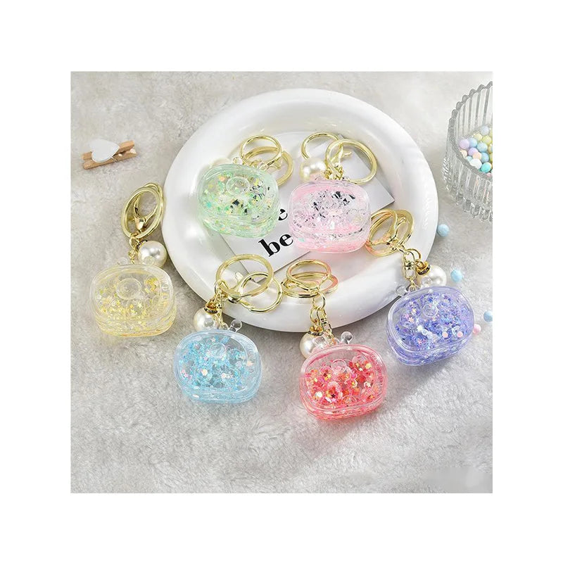 Creative Colourful Emulational TV Window Cute Boba Glitter Oil Floating Girl Liquid Acrylic Keychain