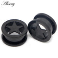 Alisouy 2PC 6-25mm Stainless Steel Anodized Screw on Hollow Star Tunnels Ear Plugs Earlets Expander Gauges Body Piercing Jewelry